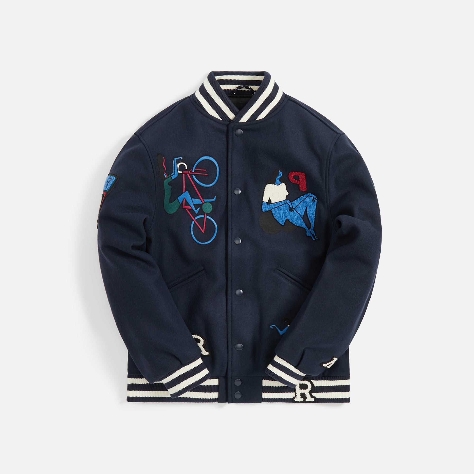 by Parra Run Sit Bike Varsity Jacket Navy Blue Kith