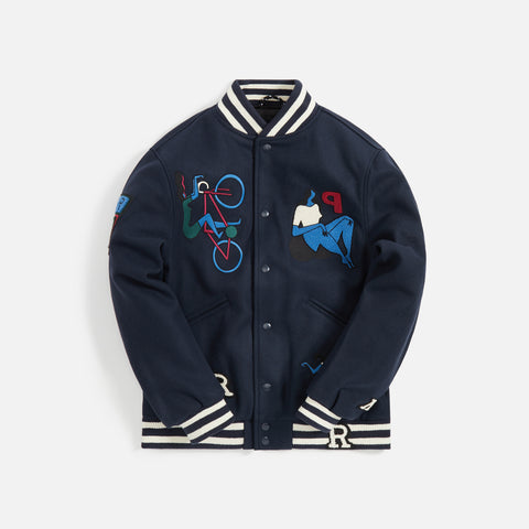 Boxy Suede Embroidered Varsity Jacket | boohooMAN USA