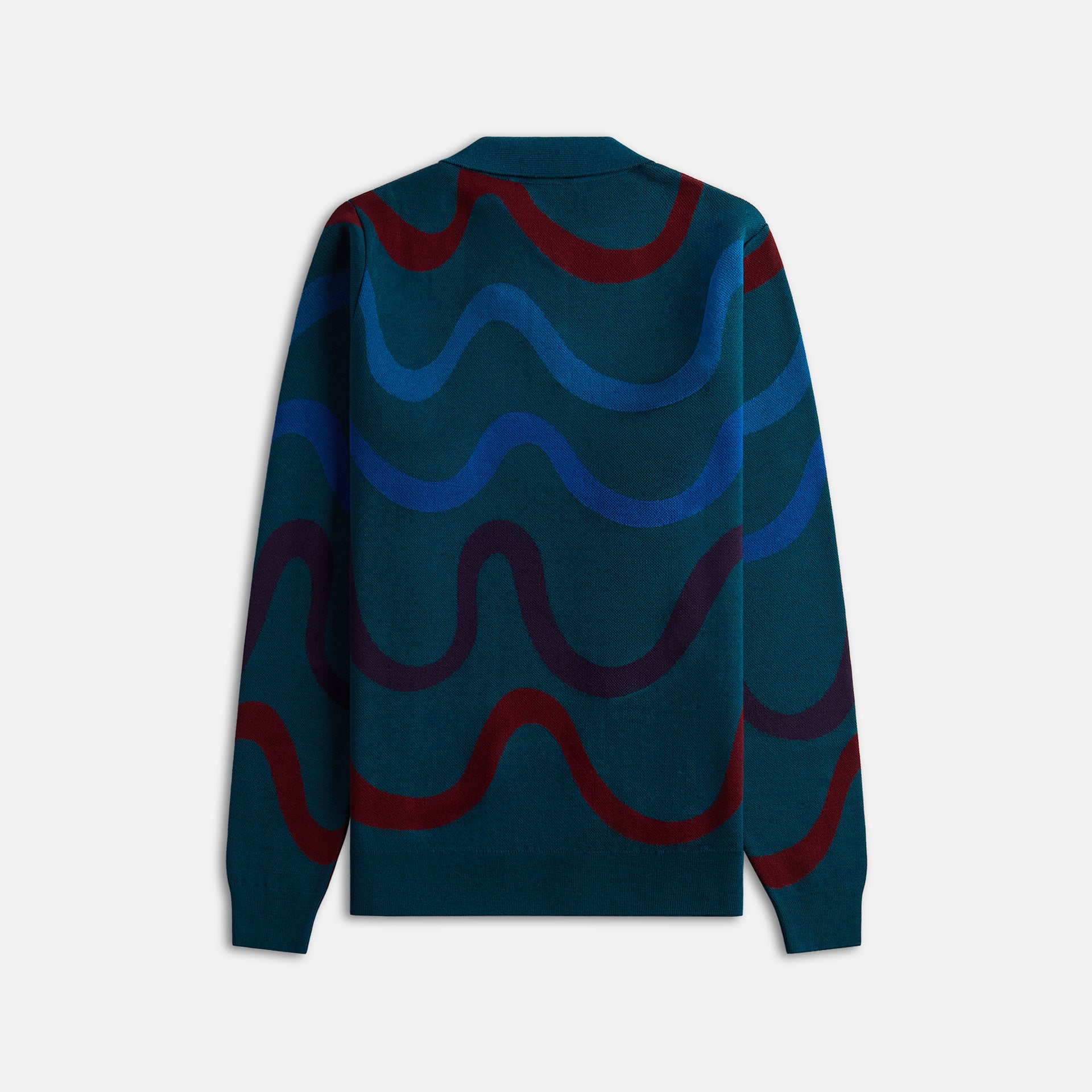 by Parra Colored Soundwave Knitted Polo Pullover - Green