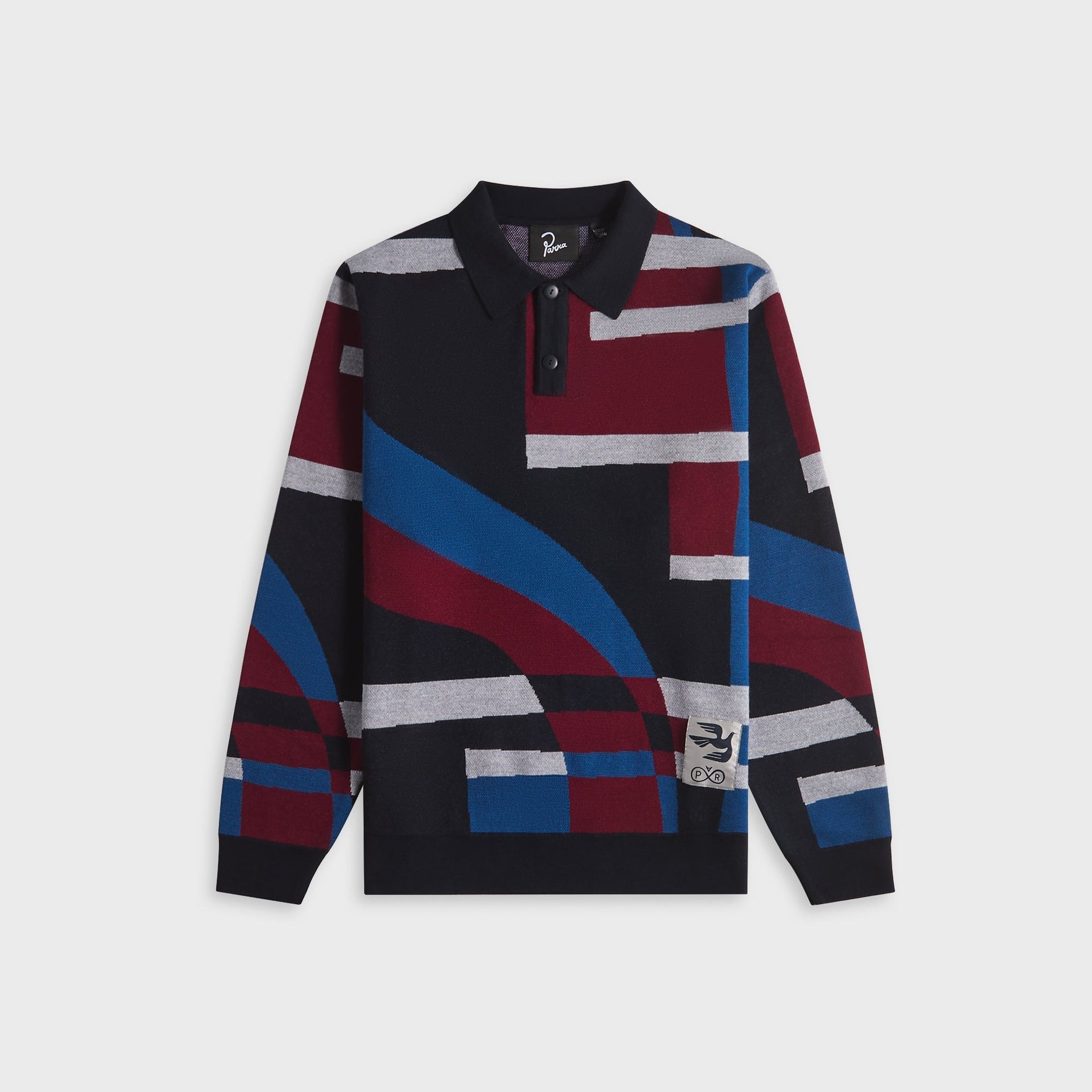 by Parra Vertical Forest Knitted Polo - Blue