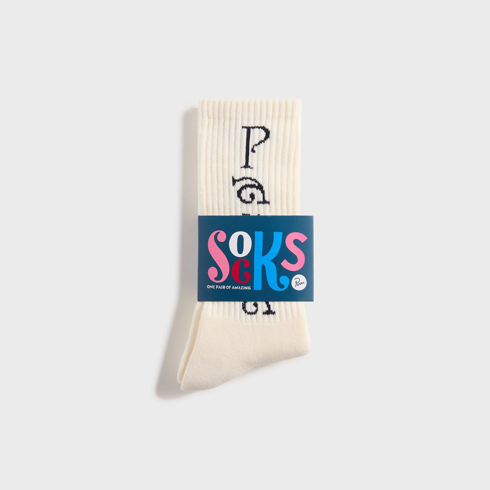 by Parra Weird Trad Logo Crew Socks - White