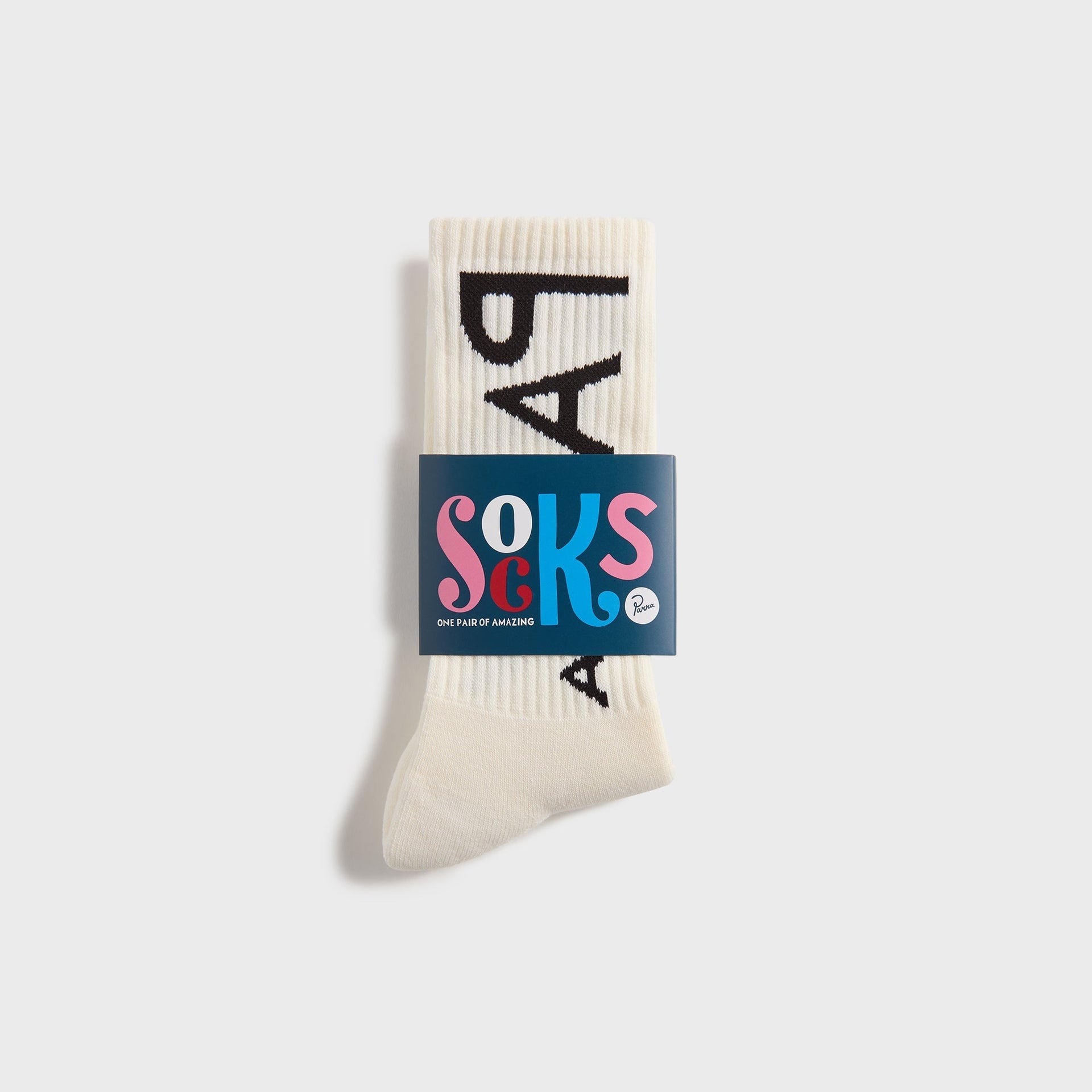 by Parra Reversed Flag Logo Crew Socks - White