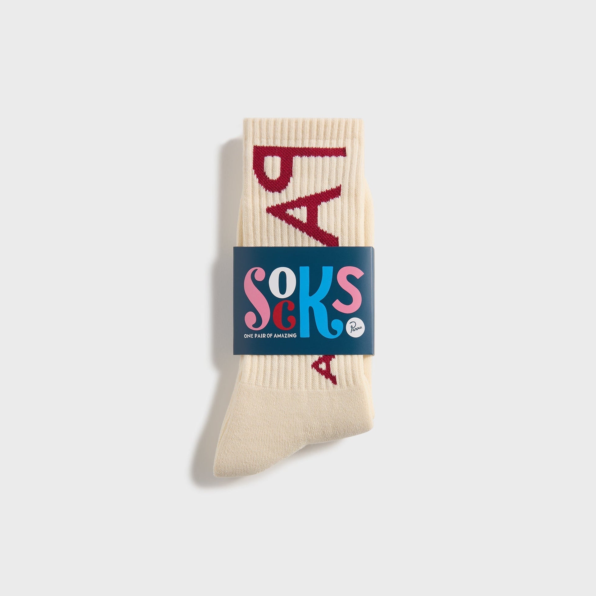 by Parra Reversed Flag Logo Crew Socks - Off White