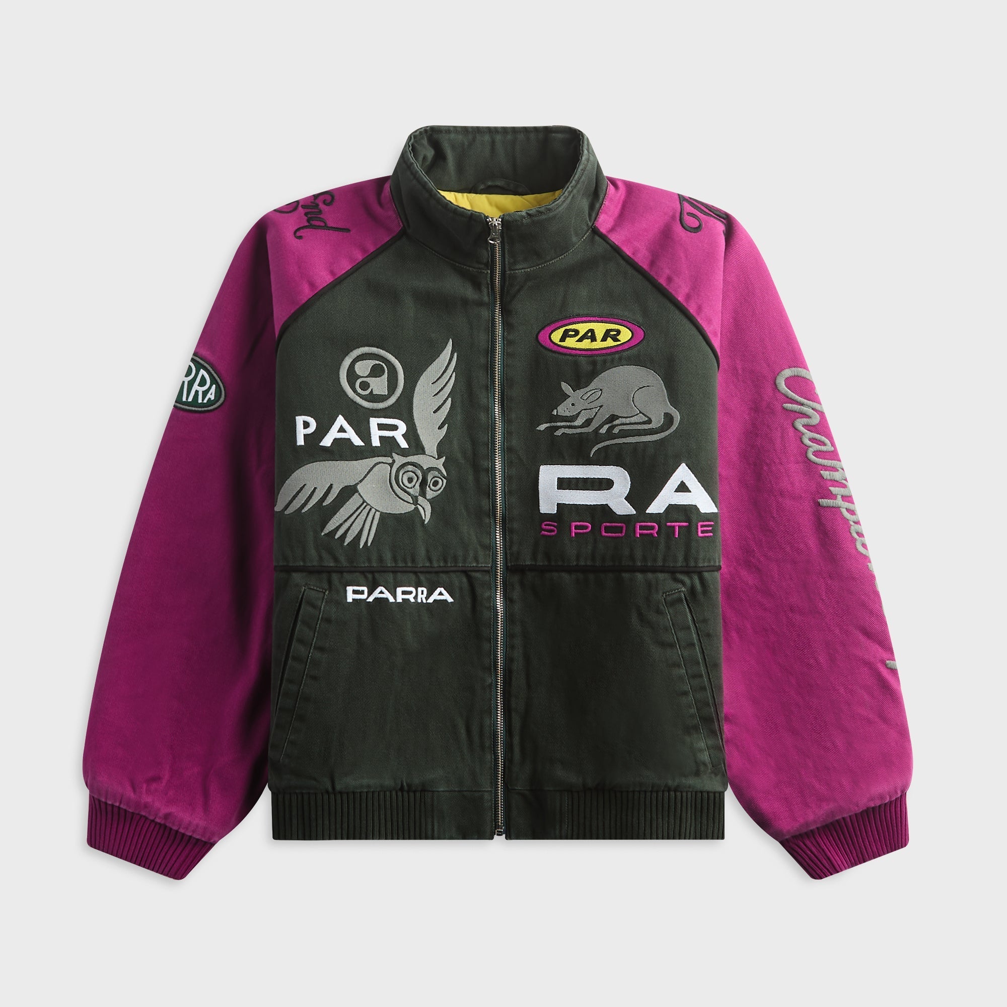 by Parra Owl Meets Rat Racing Jacket - Purple / Pink – Kith
