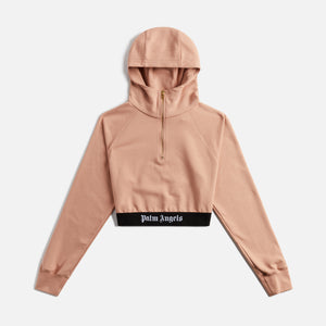 Palm Angels Logo Tape Zipped Hoodie con - Pink / Black