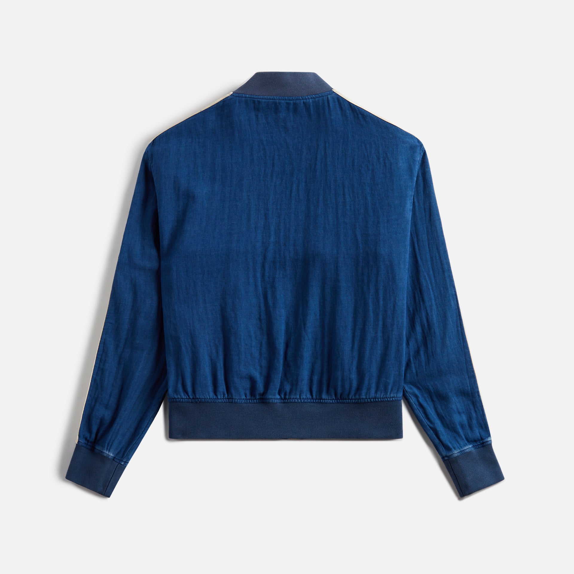 Palm Angels Chambray Track Bomber Jacket - Indigo / Off-White
