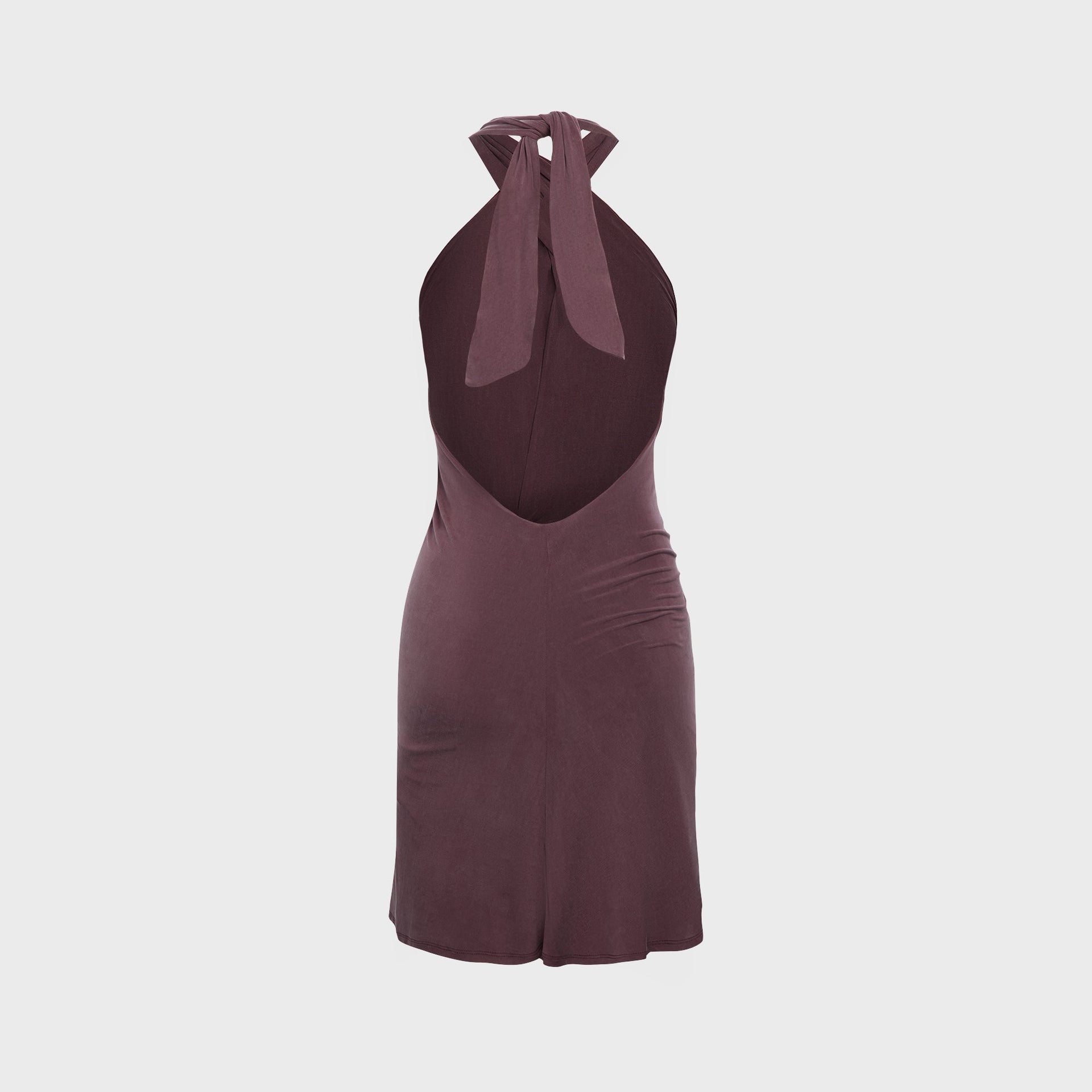 Peachy Den Kylie Halter Knot Dress - Mahogany