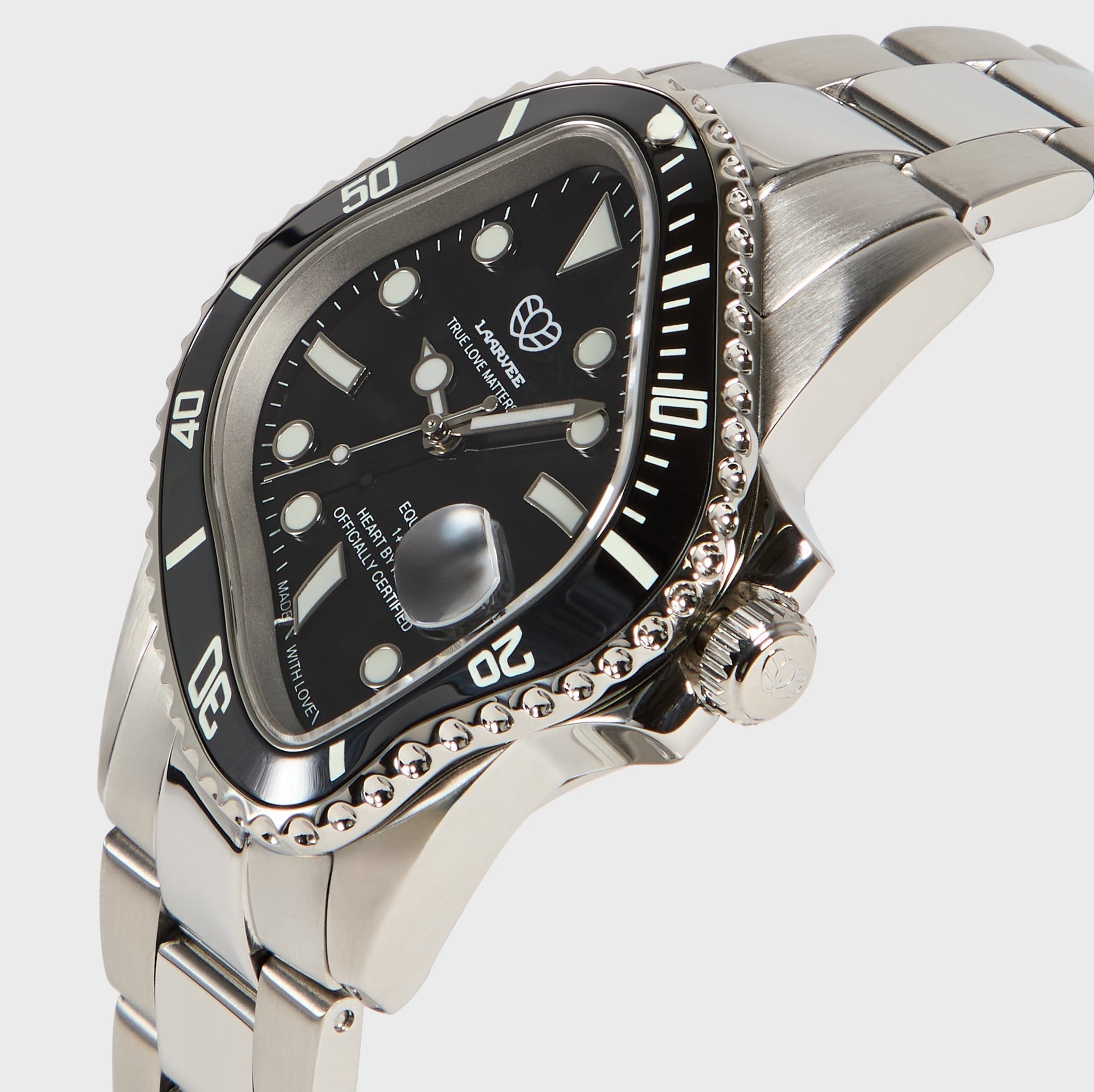 LAARVEE Silver Precision Steel - Black Bezel / Black Dial