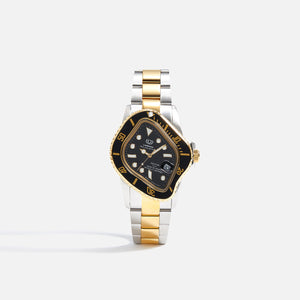 LAARVEE Silver & Golden Precision Steel - Black Bezel / Black Dial 