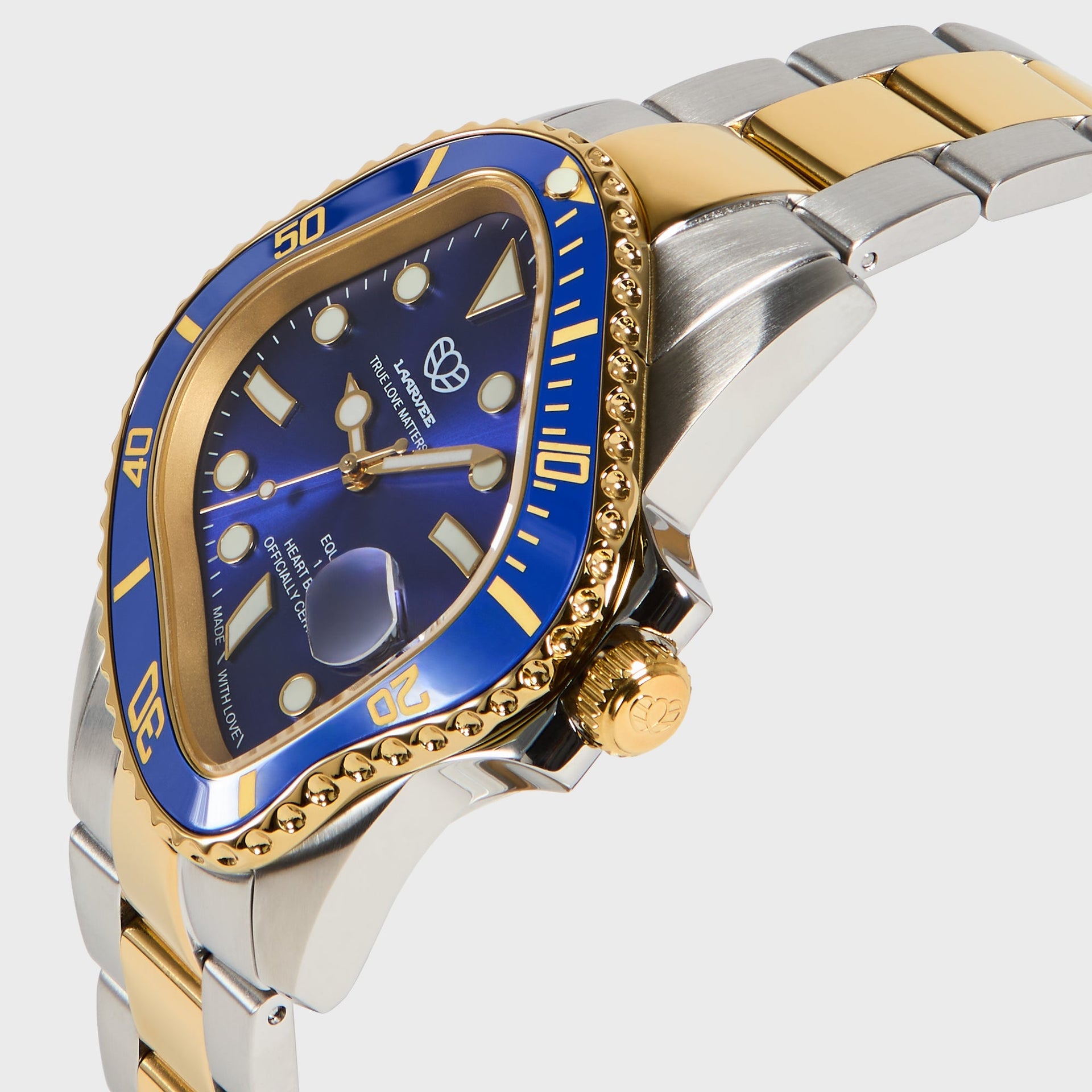 LAARVEE Silver & Golden Precision Steel - Blue Bezel / Blue Dial