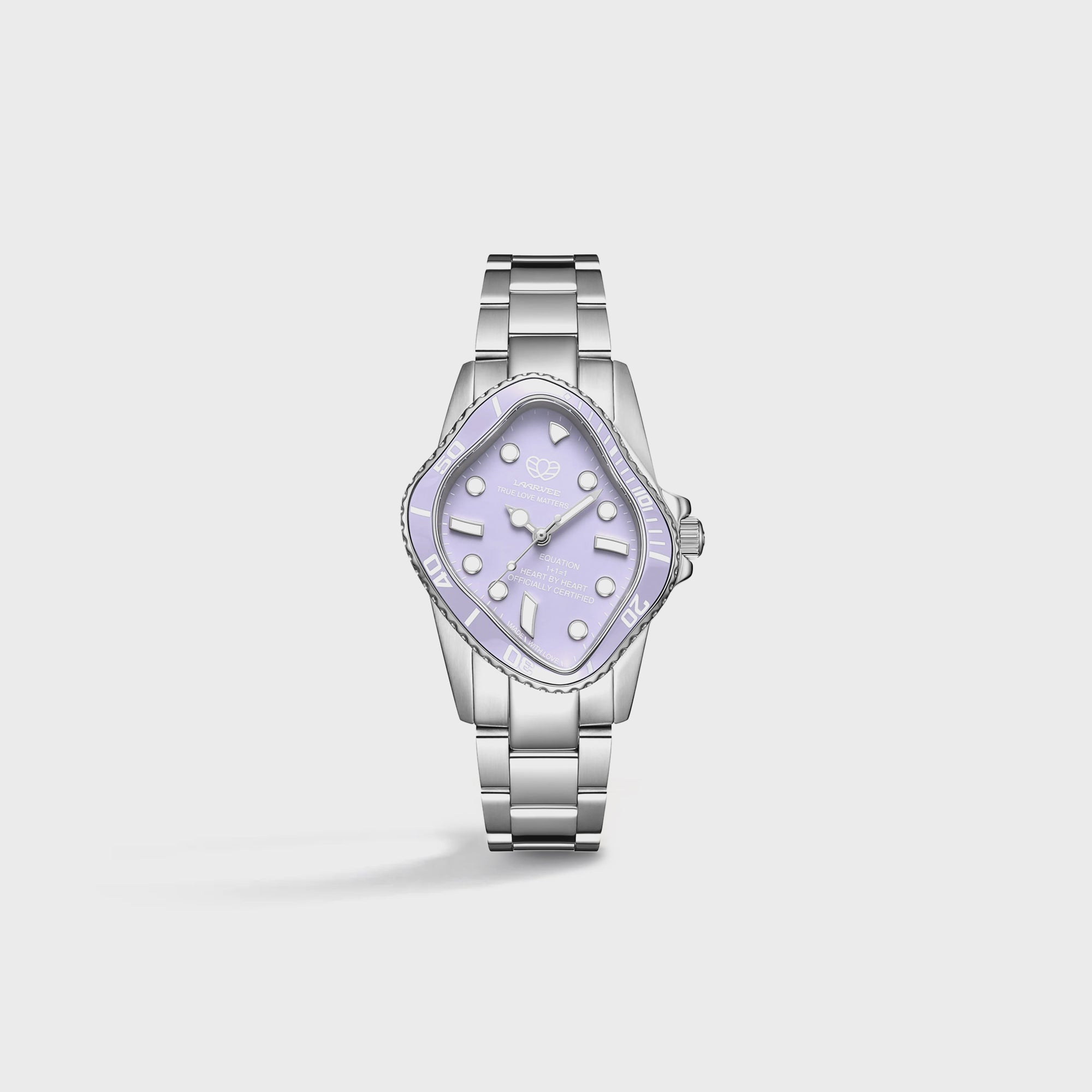 LAARVEE Silver Precision Steel Watch - Lilac Ceramic Bezel / Lilac