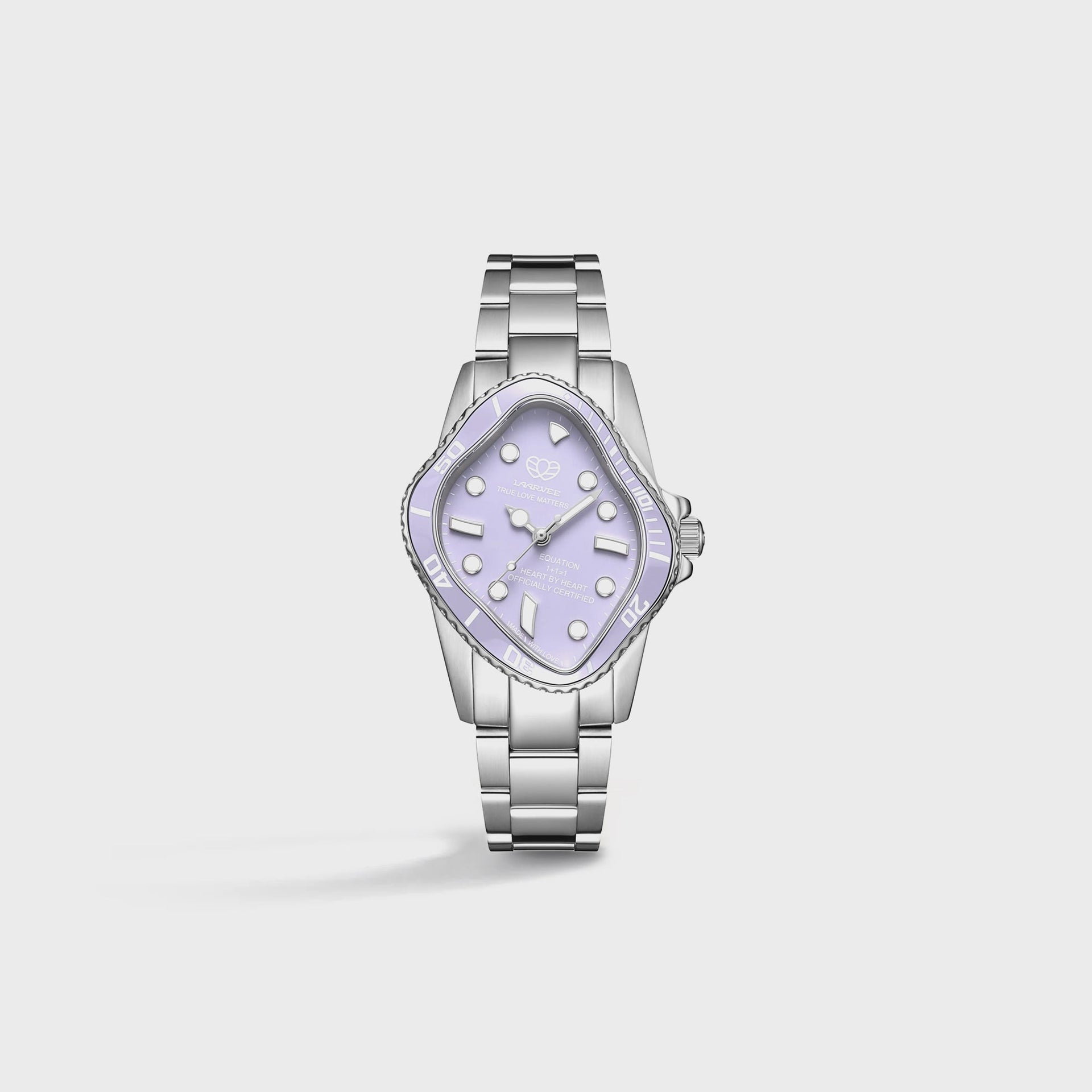 LAARVEE Silver Precision Steel Watch - Lilac Ceramic Bezel / Lilac Dial