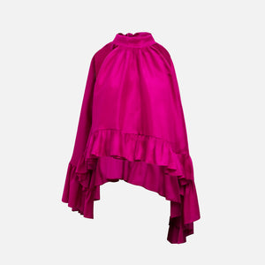 Azeeza Plath Raw Silk Top - Magenta