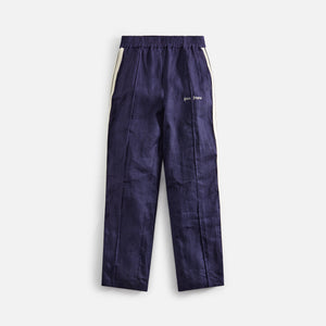 Palm Angels Classic Logo Linen Track Pant - Navy Blue / Off-White