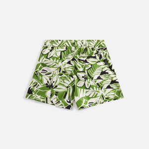 Palm Angels Macro Hibiscus Swim Shorts - Green / White