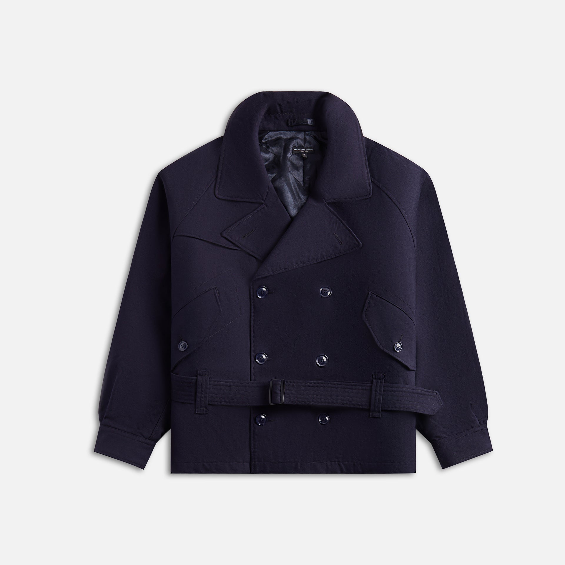 Engineered Garments Short Trench Jacket Dark Navy Wool Uniform Serge - Dark Navy