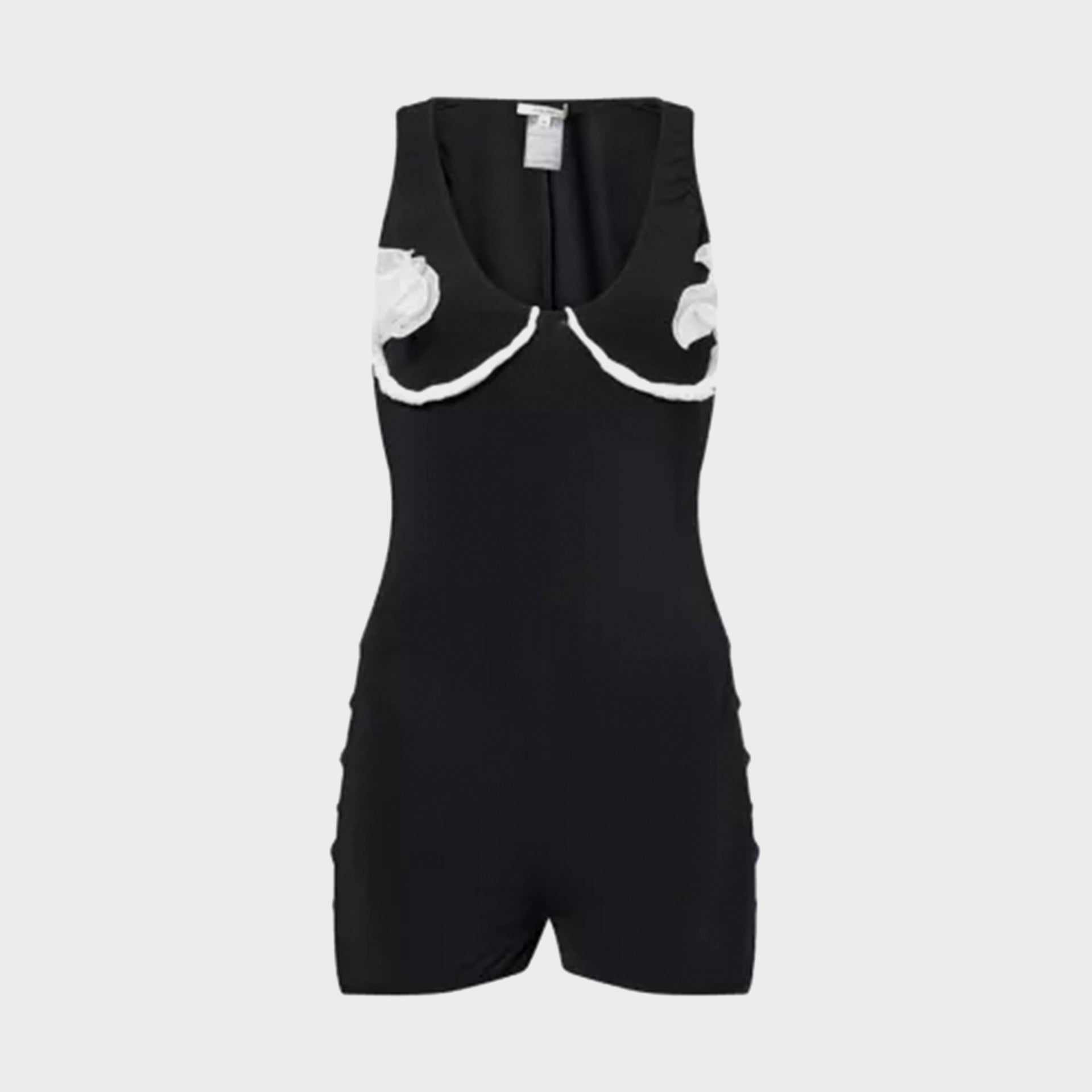 Nensi Dojaka Mini Playsuit with Flower Petals - Black / White