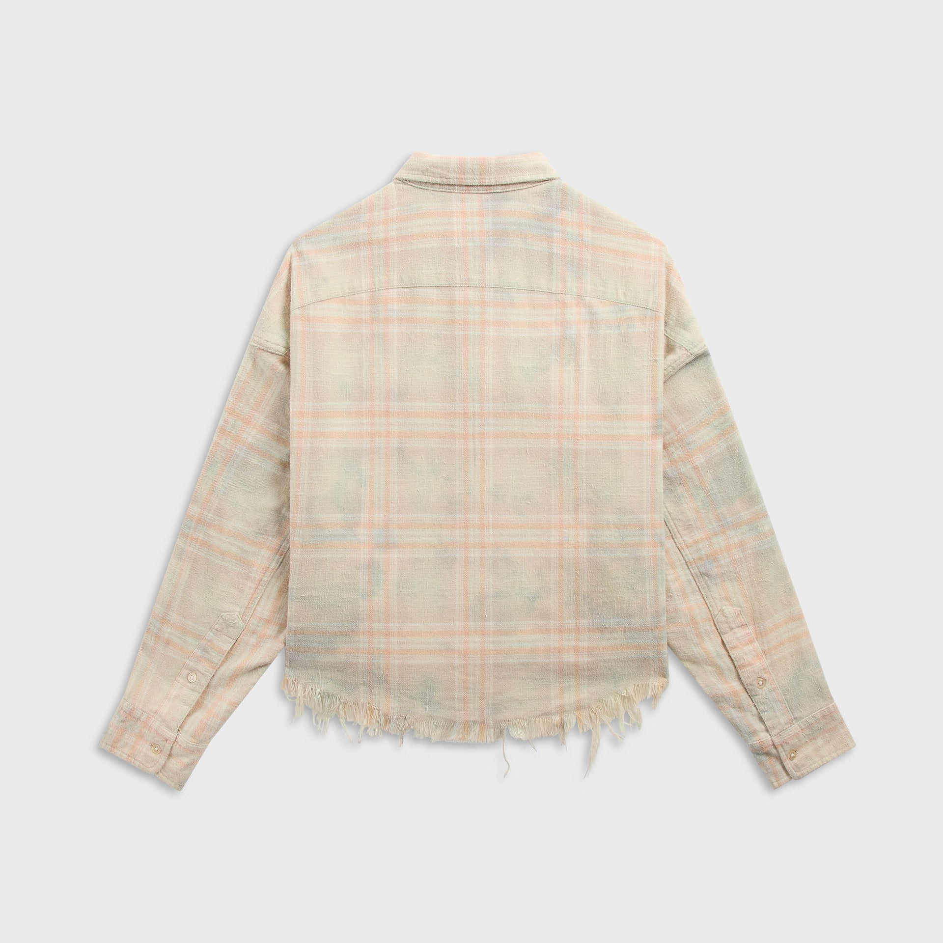 R13 Cropped Work Shirt - Pale Blue Plaid