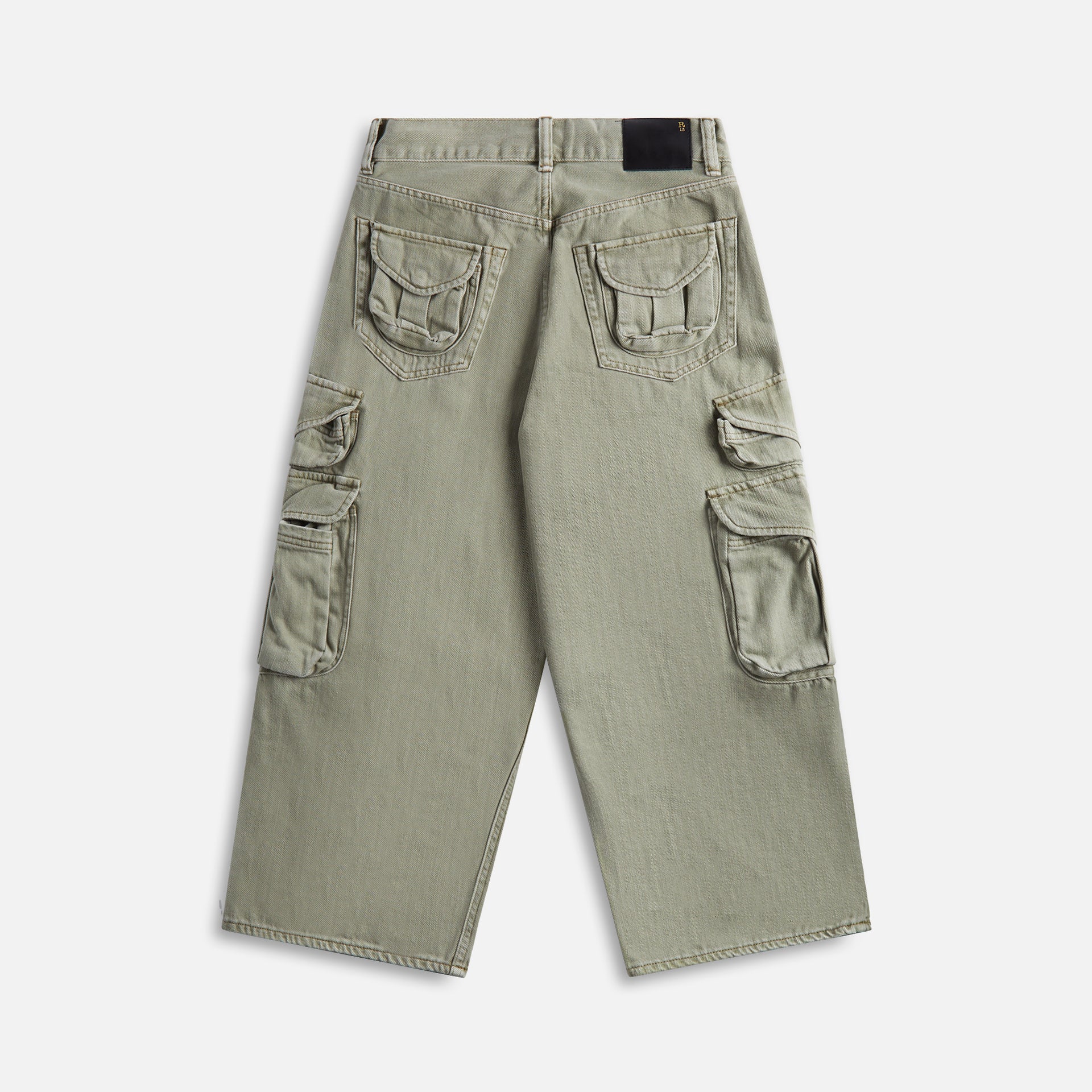 R13 Cropped Multi Pocket Cargo Jeans - Olive Green Garment