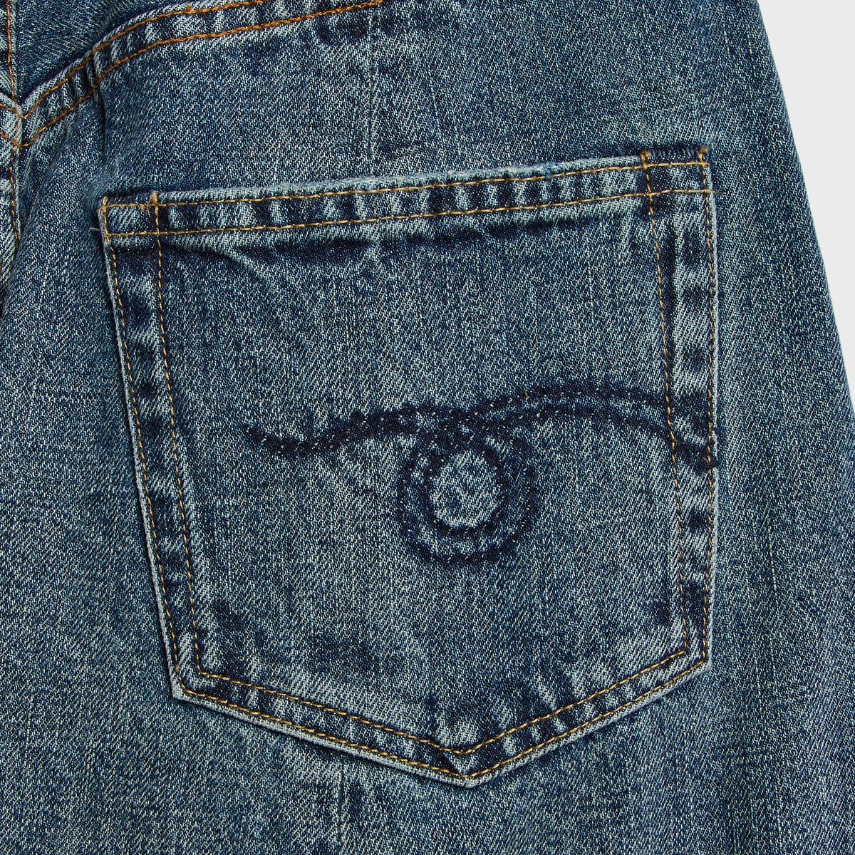 R13 Foldover Jean - Dawson Blue