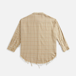 R13 Shredded Seam Drop Neck Shirt - Khaki