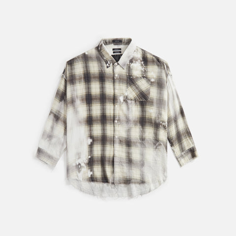 R13 Shredded Seam Drop Neck Shirt - Ecru