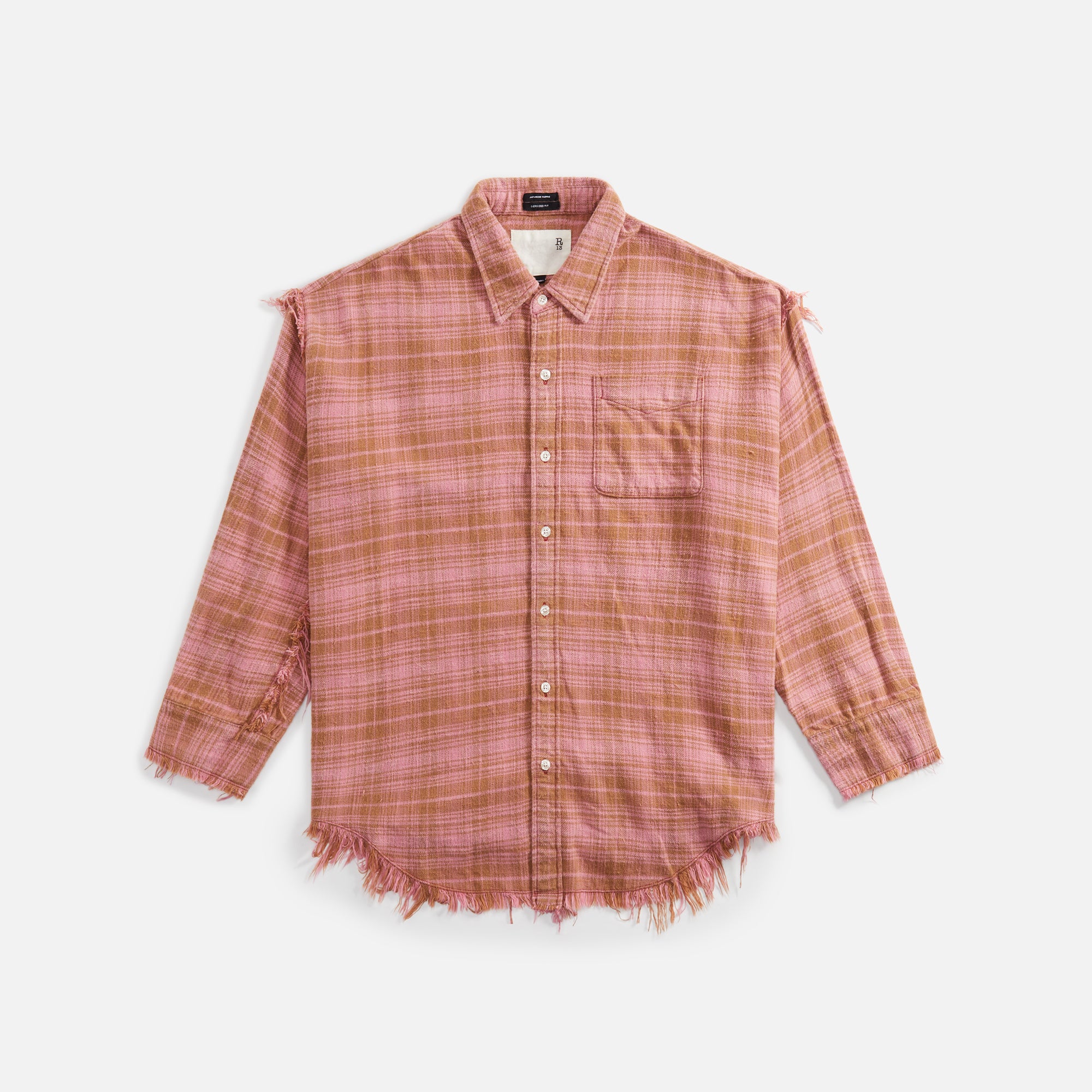 R13 Shredded Seam Drop Neck Shirt Pink Kith