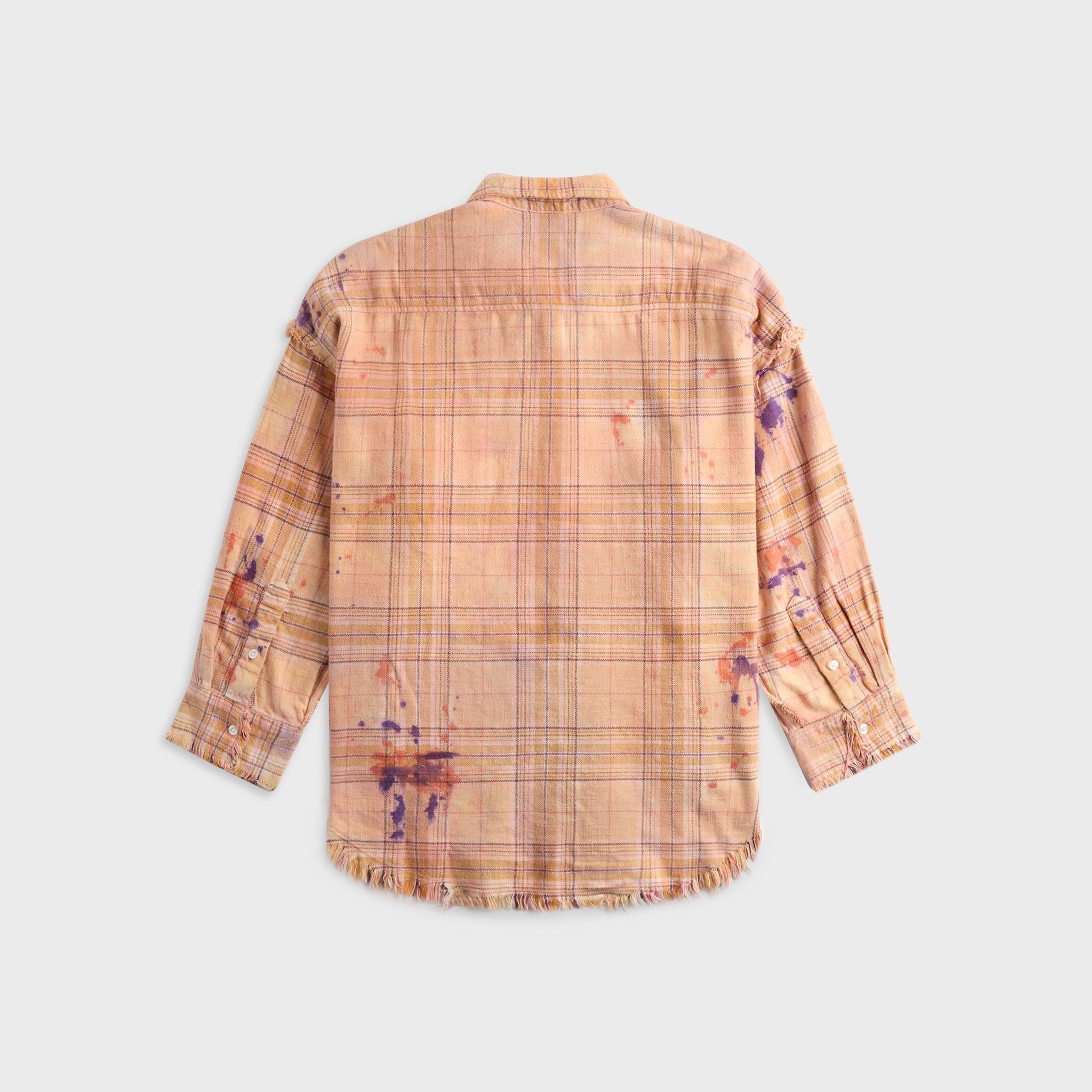 R13 Shredded Seam Drop Neck Shirt - Orange Plaid