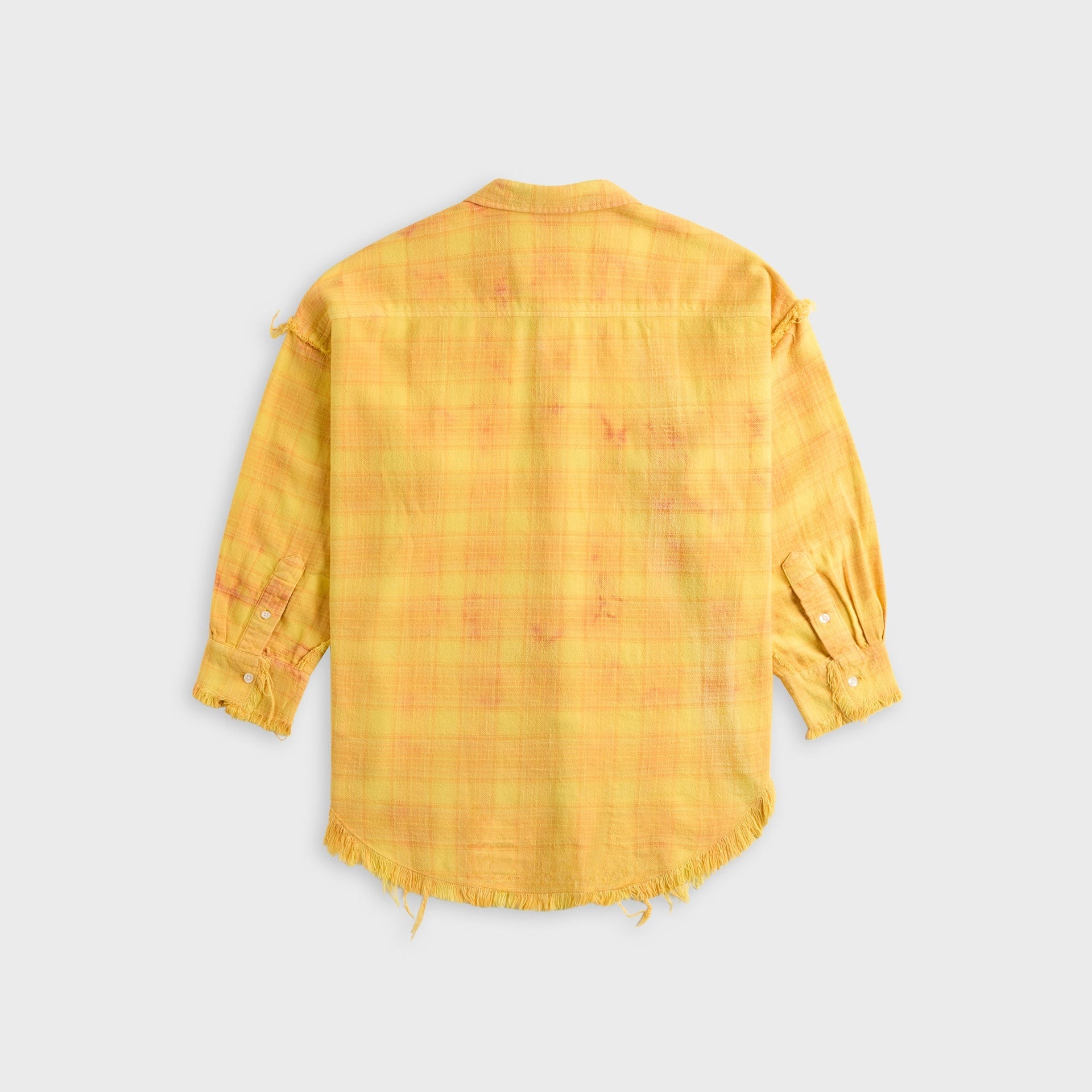 R13 Shredded Seam Drop Neck Shirt - Yellow Plaid