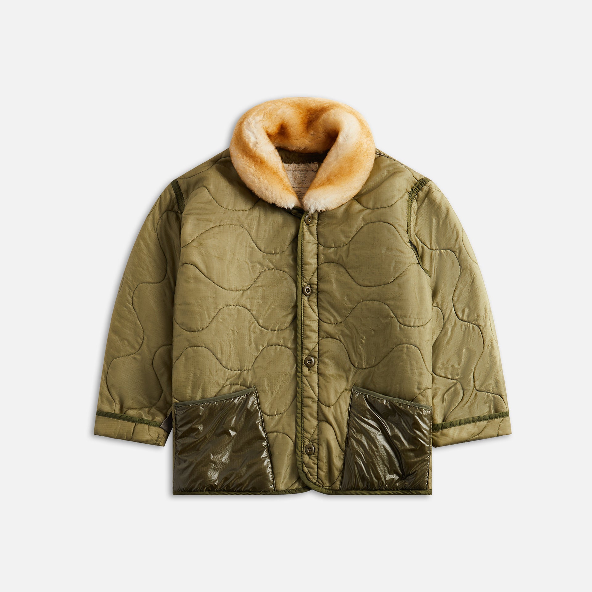 R-13 Refurbished Liner With Shearling Shawl Collar - Olive