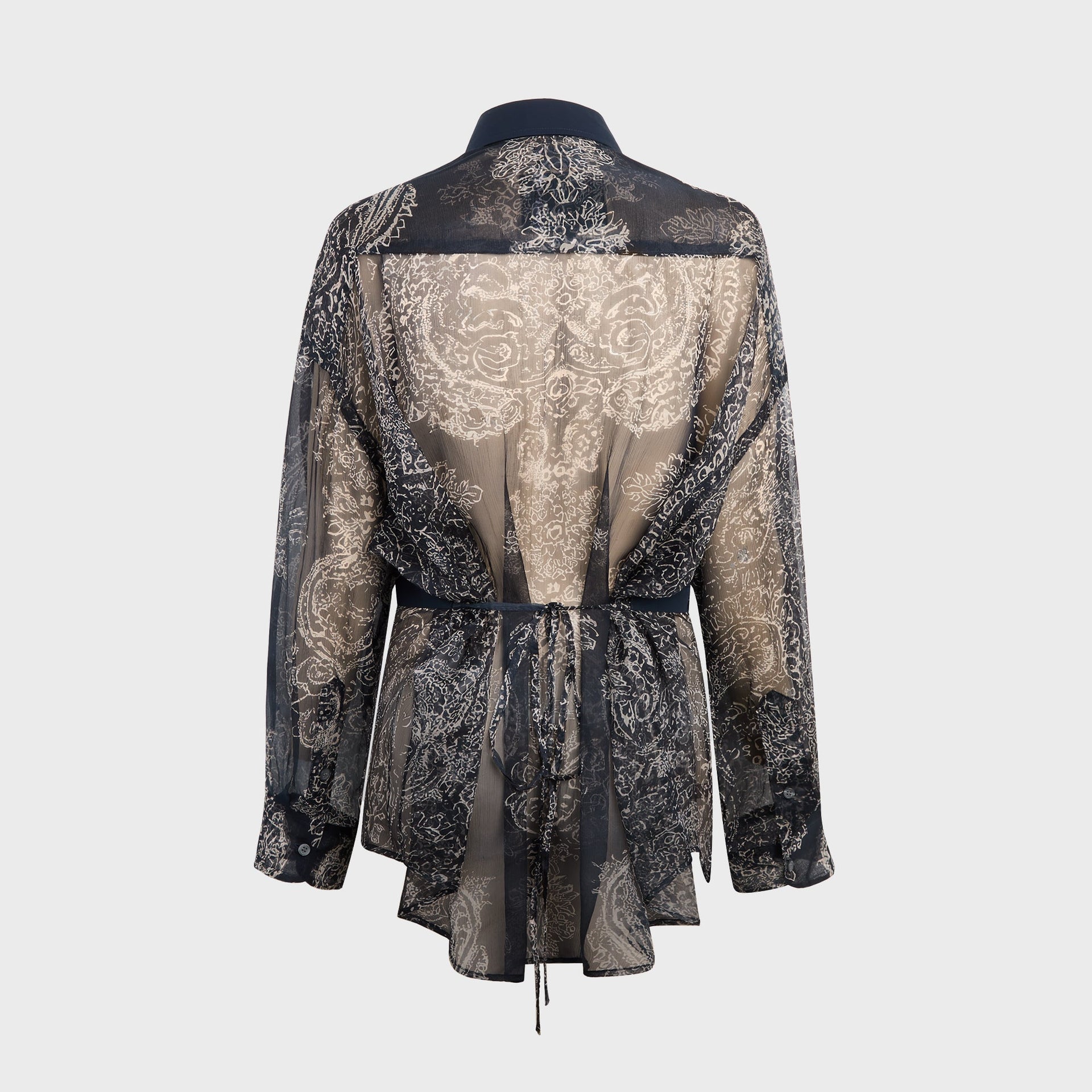 R13 Overlay Drop Neck Shirt - Navy / Abstract Bandana Print