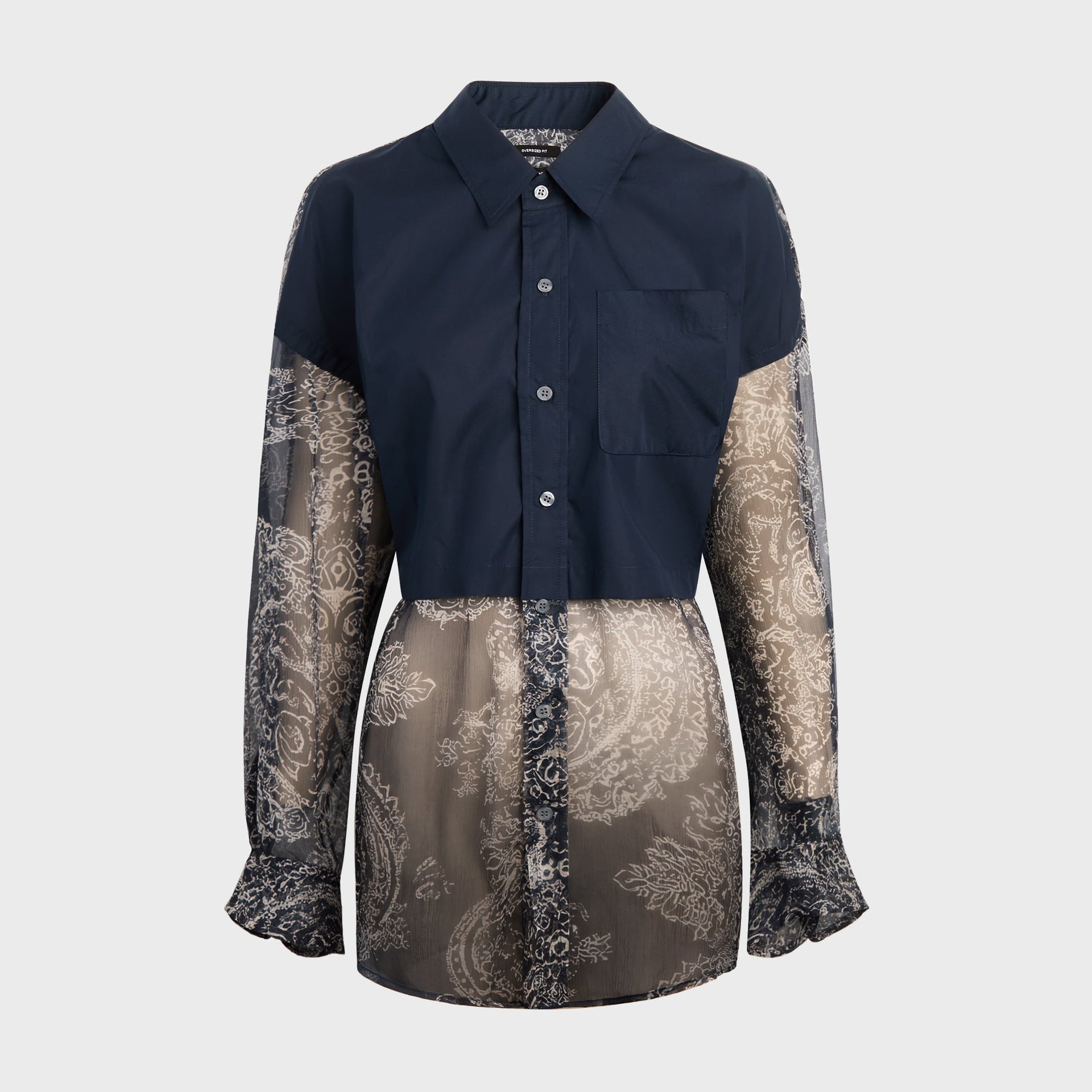 R13 Overlay Drop Neck Shirt - Navy / Abstract Bandana Print