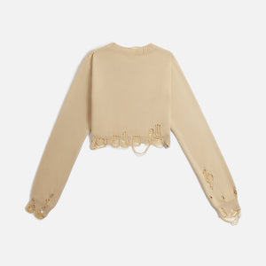 R13 Destroyed Cropped Pullover - Khaki