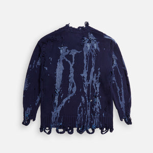 R13 Oversized Sweater hooded - Blue Splatter