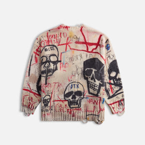 R13 Printed Oversized Sweater - Skull Graffiti Print