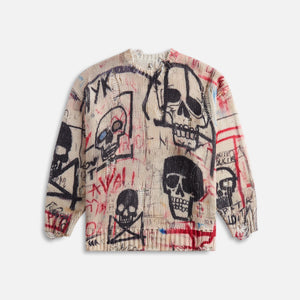 R13 Printed Oversized Sweater - Skull Graffiti Print