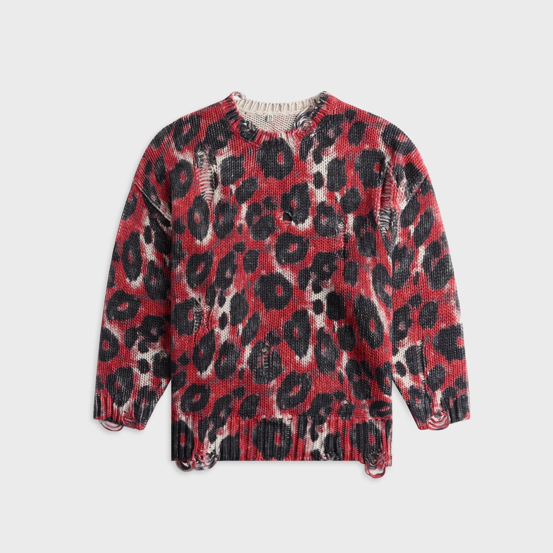R13 Printed Oversized Sweater - Red Leopard
