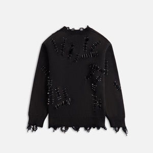 R-13 Slashed Boyfriend Sweater - Black