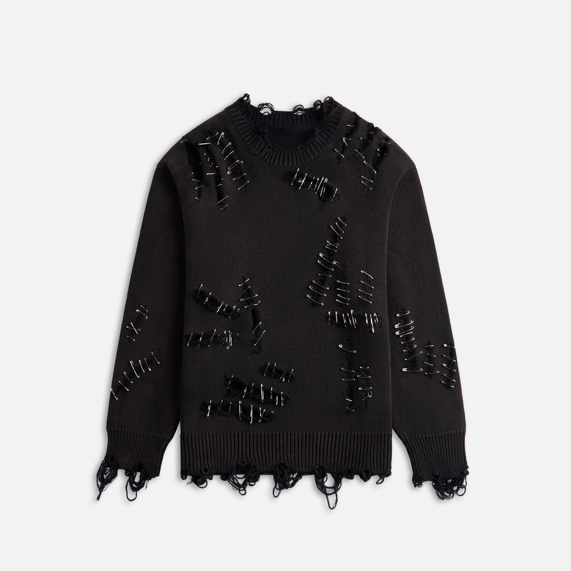 R-13 Slashed Boyfriend Sweater - Black