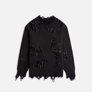 R-13 Slashed Boyfriend Sweater - Black