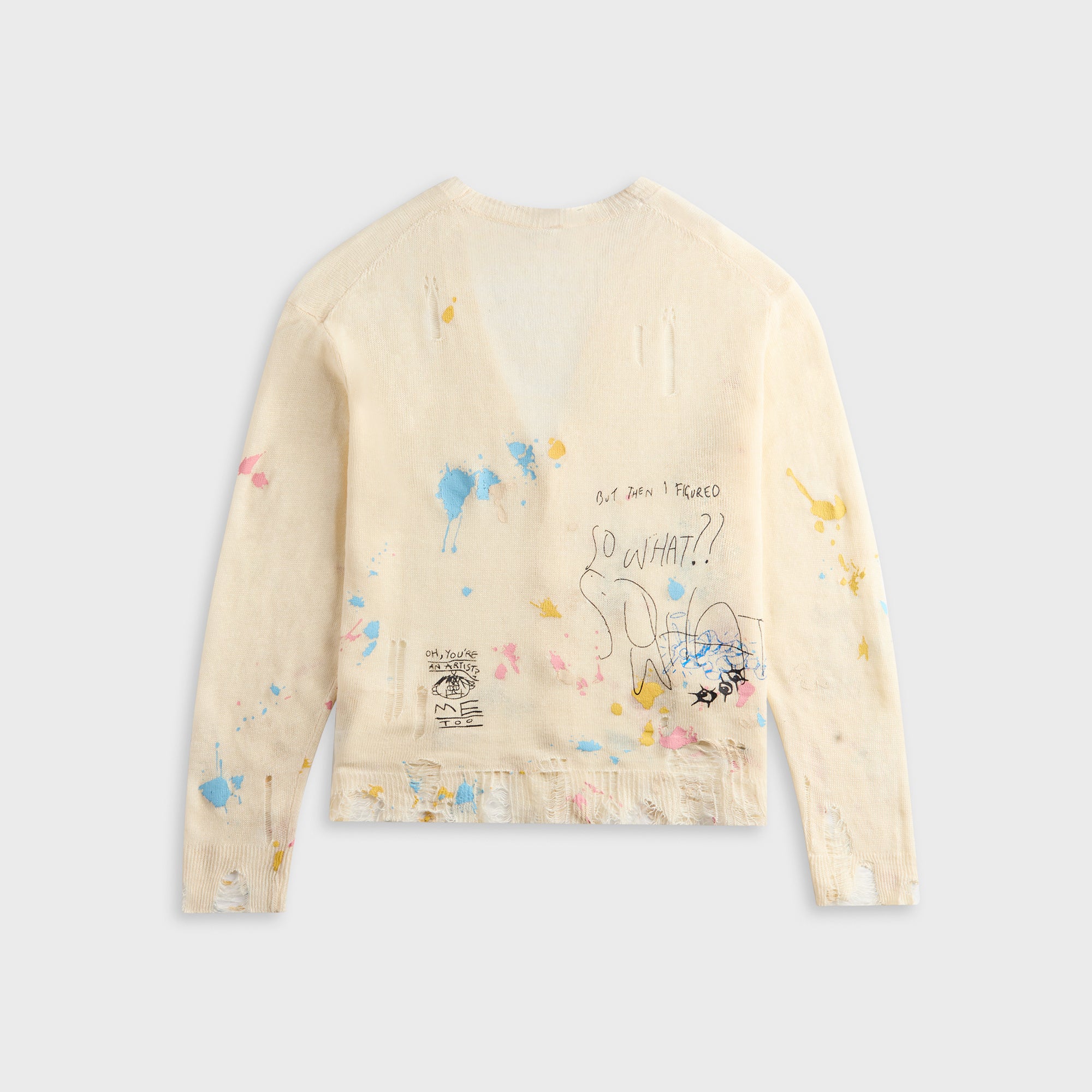 R13 Boyfriend Cardigan - Cream With Paint Splatter and