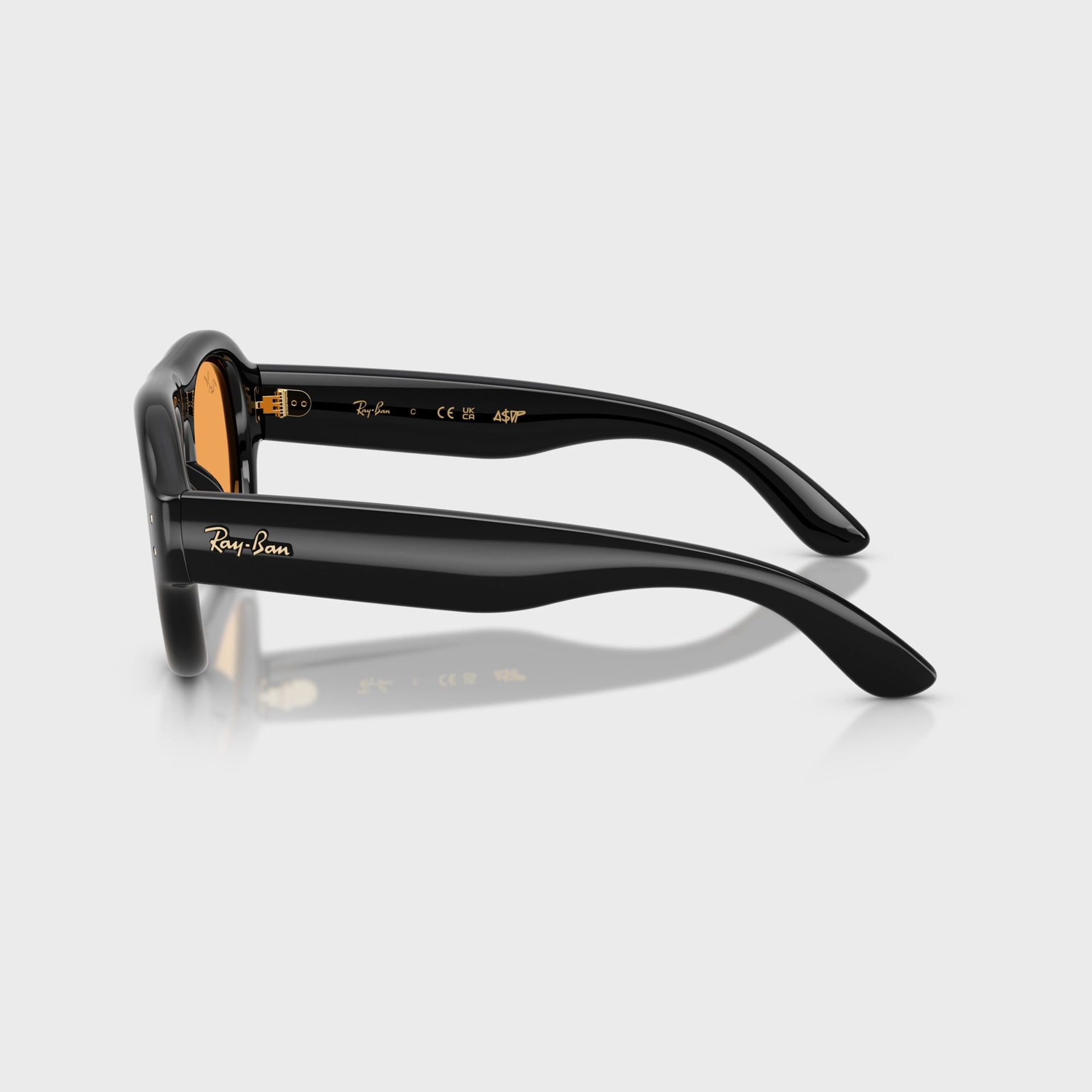 Ray Ban x A$AP Rocky Aviator Puffer Sunglasses - Black Frame / Orange Lens