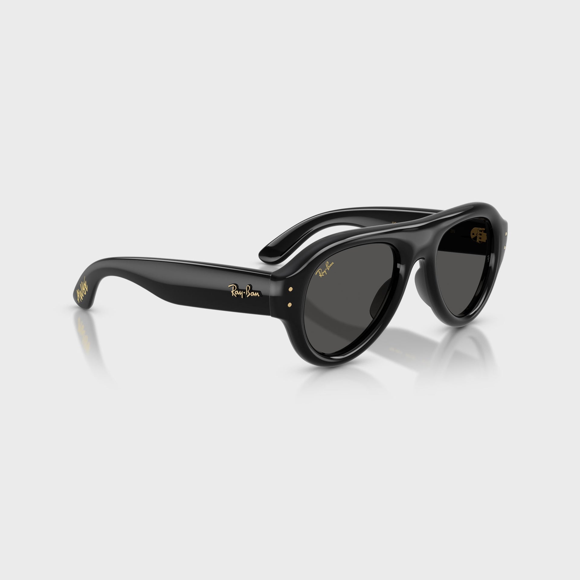Ray Ban x A$AP Rocky Aviator Puffer Sunglasses - Black Frame / Dark Grey Lens