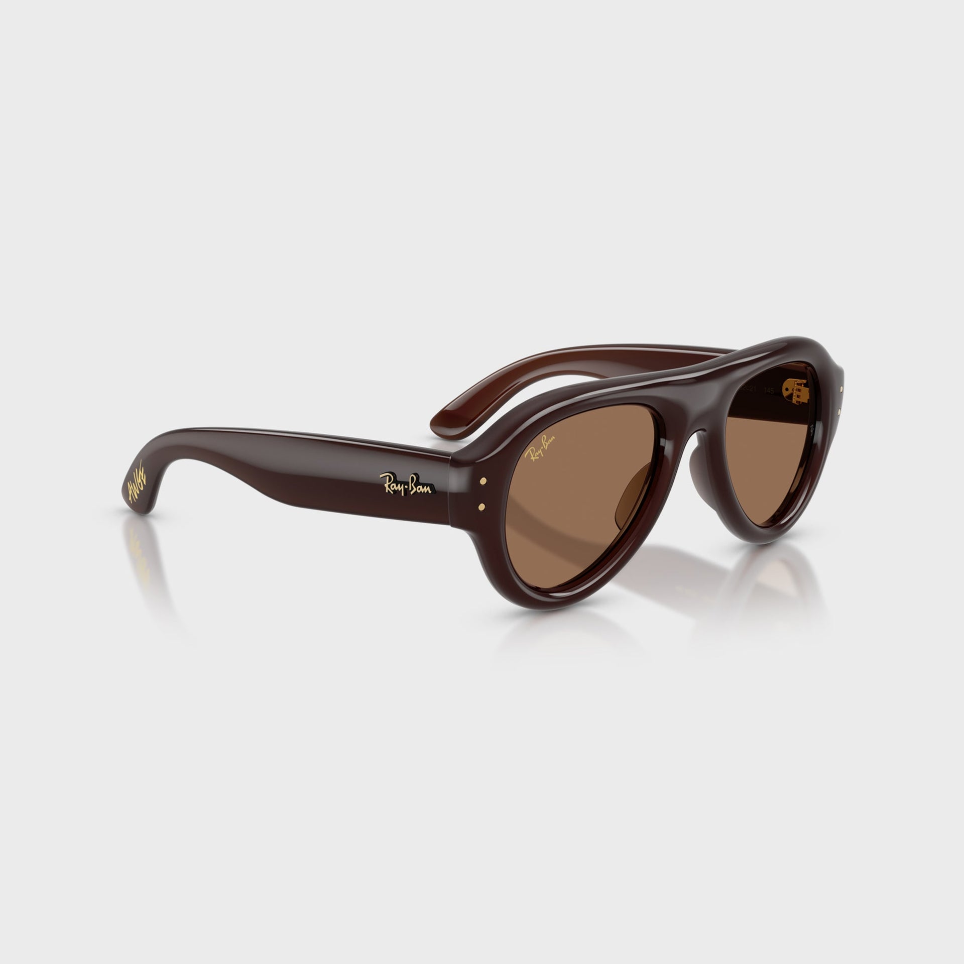 Ray Ban x A$AP Rocky Aviator Puffer Sunglasses - Transparent Brown Frame / Brown Lens
