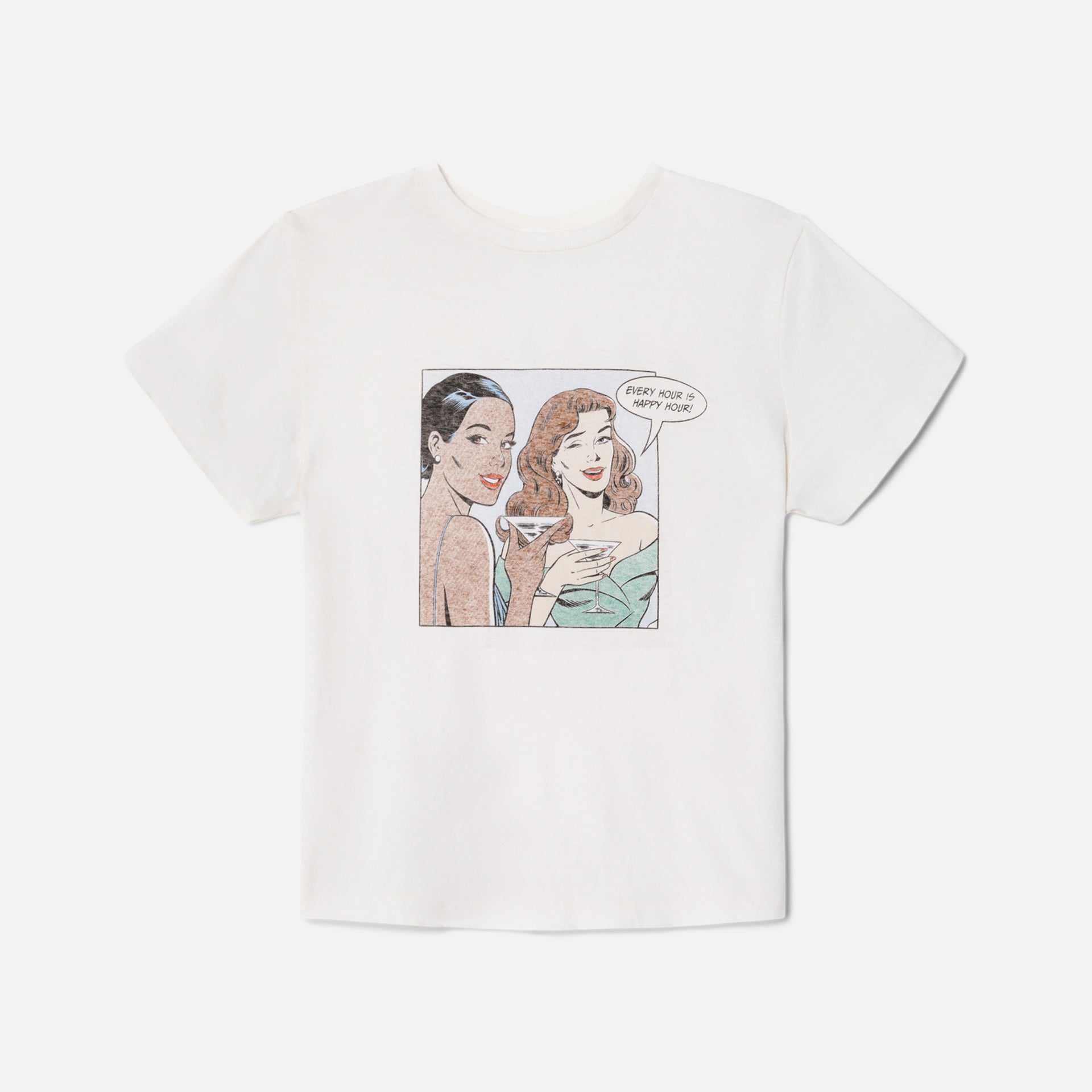 ReDone Happy Hour Graphic Tee - Vintage White