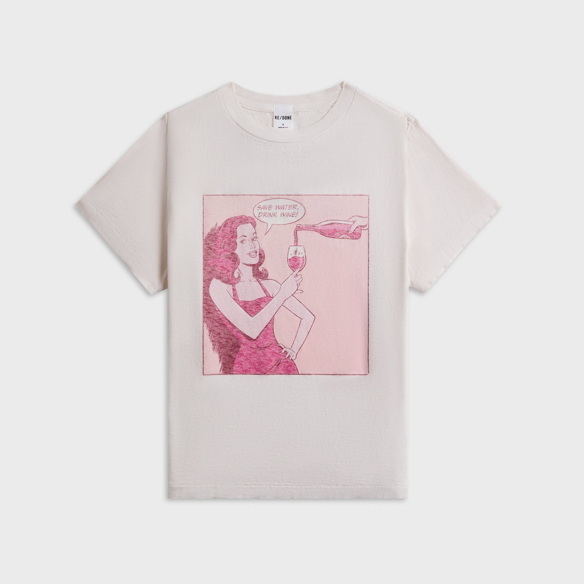 ReDone Drink Wine Classic Tee - Vintage White