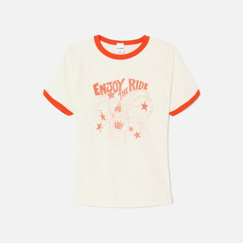 ReDone Ringer Tee Enjoy The Ride - Vintage Ivory
