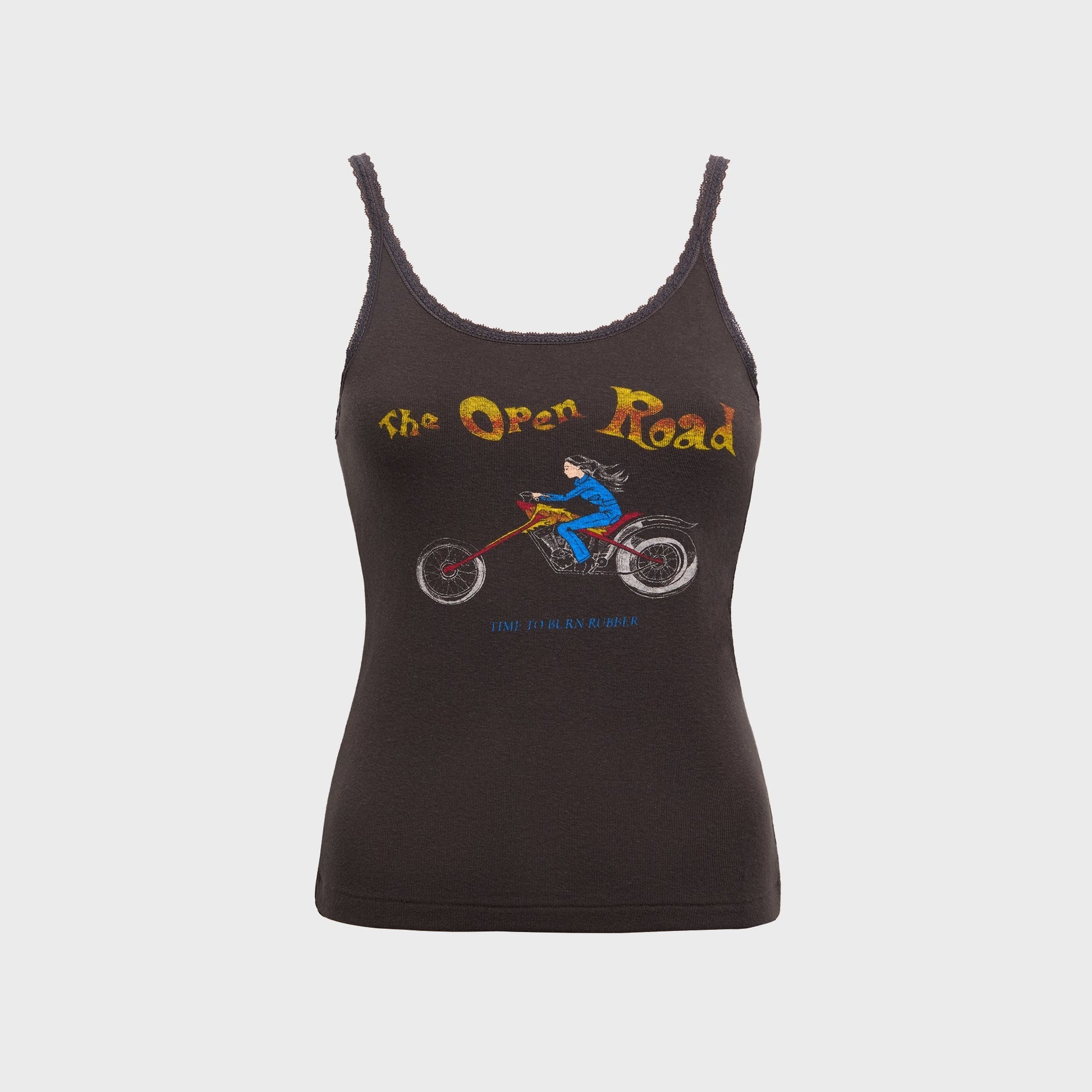 ReDone Lace Strap Tank Open Road - Washed Black