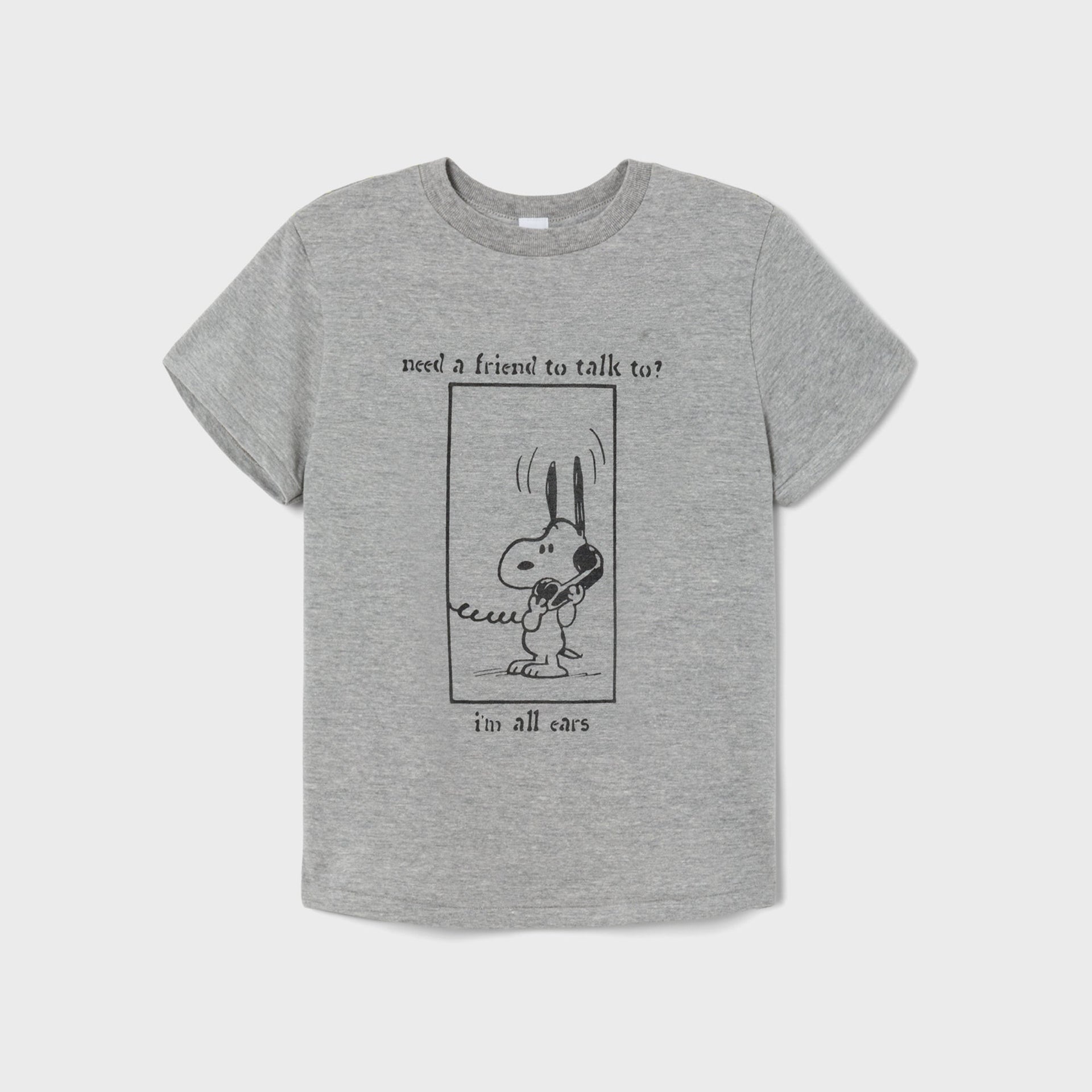 ReDone Classic Snoopy All Ears Tee in Heather Grey