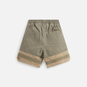 Rhude Embroidered Canvas Logo Short - Olive / Tan / Mustard